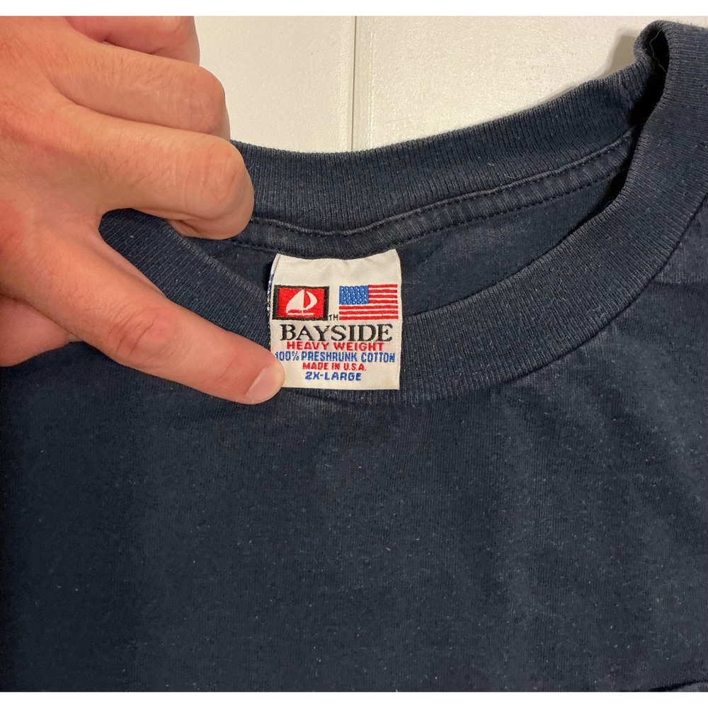 VTG USA Made USPS Single Stitch Double Side Sleeve Hit T-Shirt Navy Mens 2XL - Picture 3 of 5